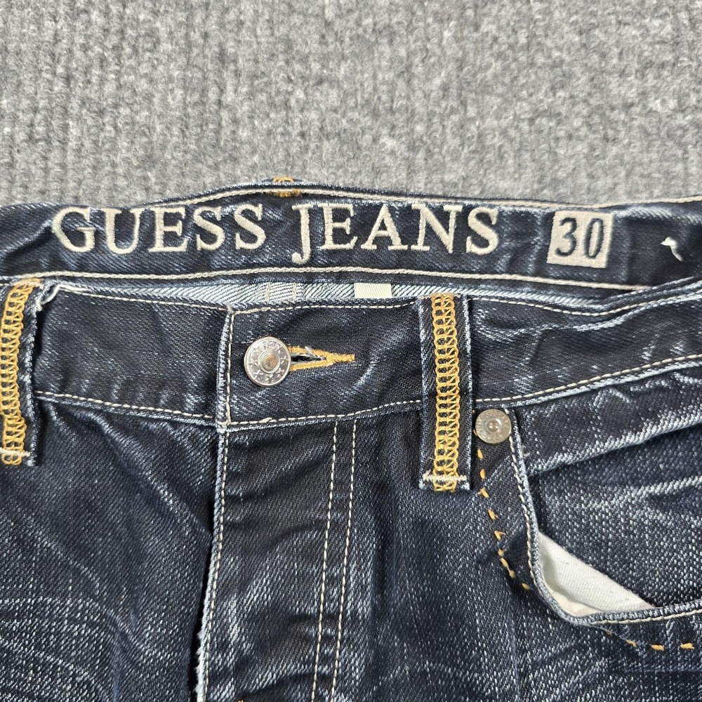 Guess Jeans Mens 30 Blue‎ Medium Wash Rebel Regular Straight Denim Distressed - Picture 11 of 16